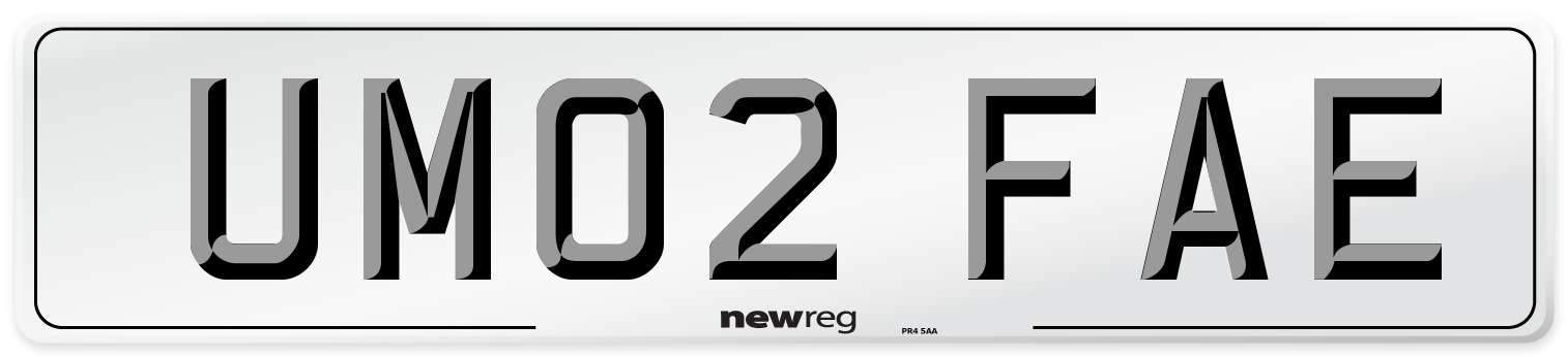 UM02 FAE Number Plate from New Reg